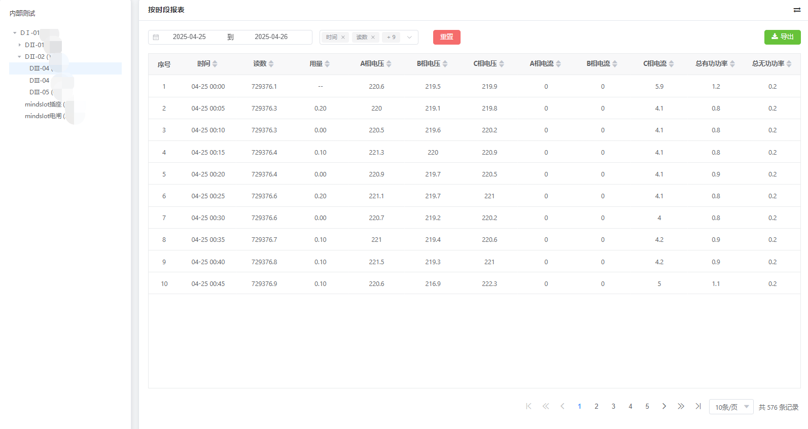 按时段按日报表